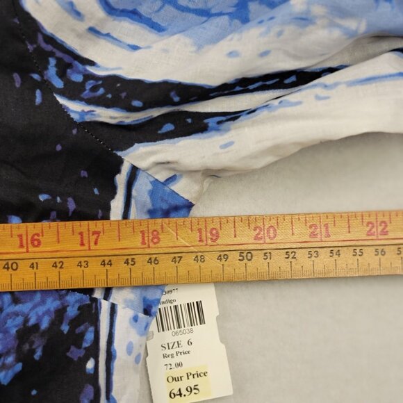 FDJ French Dressing Jeans Womens Button-Up Shirt Size 6 Blue Beige Abstract - Picture 14 of 16